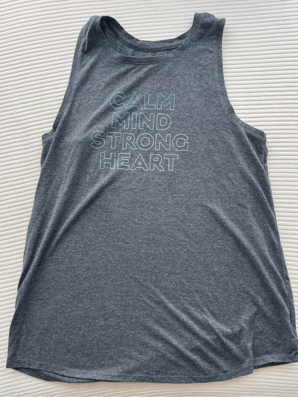 Old Navy Charcoal Gray Tank with Teal Outline Motivational Print